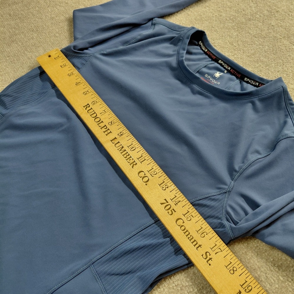 Spyder Active Women M Blue Long Sleeve Base Layer Top Crewneck Solid Nylon Soft - Picture 6 of 11